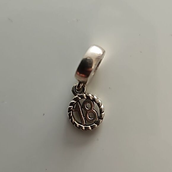Pandora Authentic 18th Celebration Dangle Charm 925 ALE Sterling Silver - Picture 10 of 16
